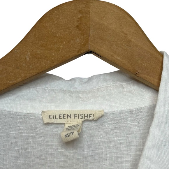 Eileen Fisher 100% Organic Linen High Slit Button Down Tunic Top Extra Small - Picture 10 of 11